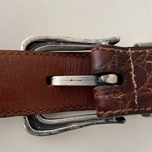 Ralph Lauren Sterling Silver Buckle & Brown Genuine Alligator Belt. - Picture 5 of 16